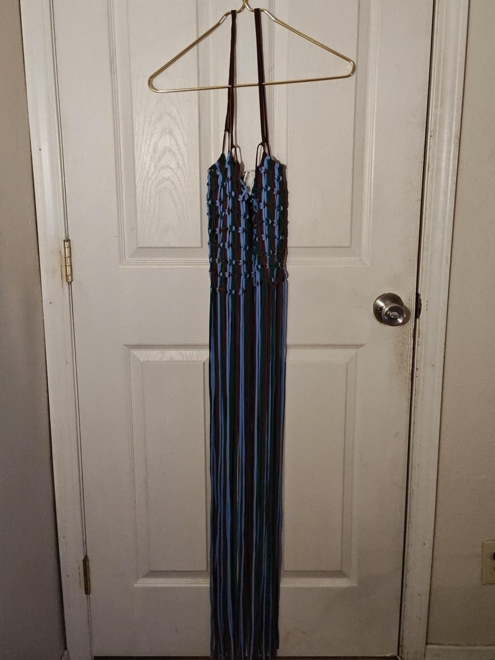 Zara Multicolored Long Fringe Macrame Dress